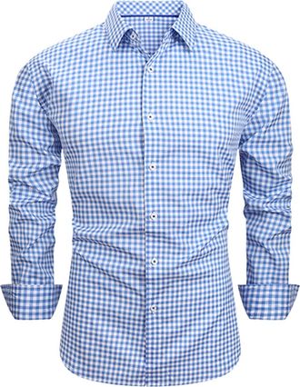 Generic Mens Bavarian Classic Style Lederhosen Longsleeves Checked Shirts Slim Fit Cotton Oktoberfest Lederhosen Shirt Comfort Casual Fall Winter Blouse Beer 