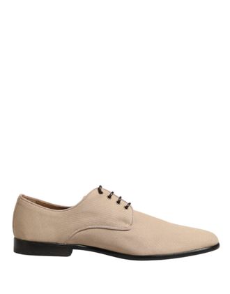 Dolce & Gabbana Beige Canvas Derby Lace Up Dress Men Mens Shoes
