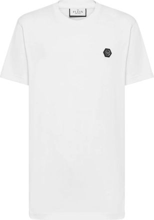 Philipp Plein T-shirt Ronde Hals SS Kimono Cut Skull&Bones - Heren - T-shirts - Wit - 2XL - Katoen - Tops