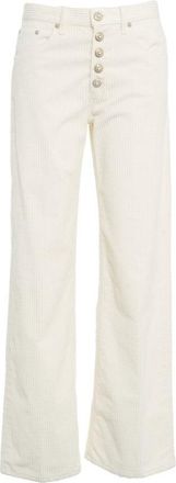Dondup High-Waisted White Corduroy Trousers With Wide-Leg Silhouette