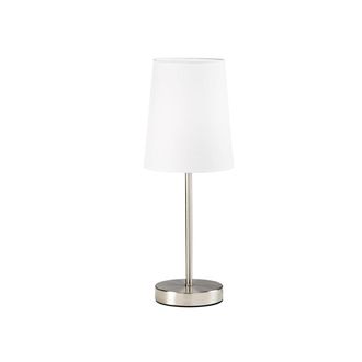Luce-Ambiente-Design L&aacute;mpara de Mesa Sally en Metal N&iacute;quel con Pantalla de Tela Blanca
