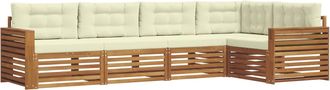 vidaXL Conjunto De Sof&aacute;s De Exterior 5 Uds. Natural Y Crema Vidaxl