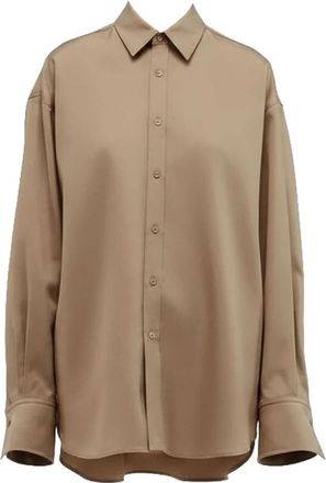 Carven Oversized Shirt - Heren - Casual Overhemden - Beige - 2XL - Wol - Overhemden