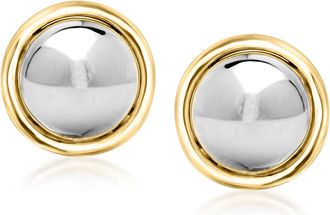 Ross-Simons Sterling Silver and 14kt Yellow Gold Domed Stud Earrings