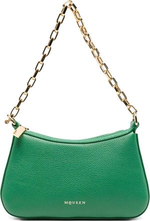 Alexander McQueen Borsa tote in pelle con catena - Verde