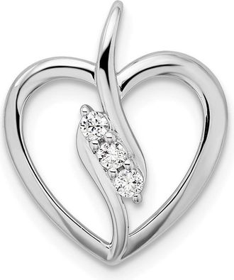 Diamond2Deal 14K White Gold Lab Grown Diamond Open Heart Pendant (0.09ct, VS, G-H)