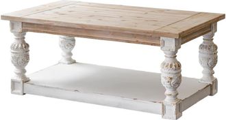 Mathi Design Mesa de centro de madera clara con efecto envejecido