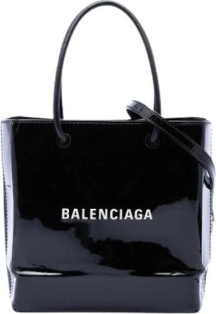 Balenciaga Pre-owned Logo Shopping Tote - Dames - Vintage Shopper - Zwart - ONE Size - Leer - Vintage