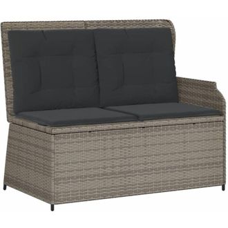 vidaXL Sill&oacute;n Reclinable De Jard&iacute;n Con Cojines Rat&aacute;n Sint&eacute;tico Gris Vidaxl
