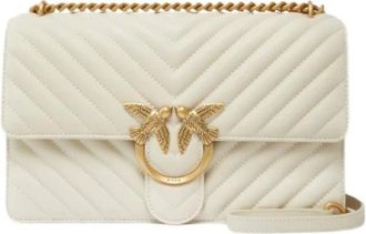 Pinko Mini Love Bag One - Dames - Schoudertassen - Wit - ONE Size - Leer - Tassen