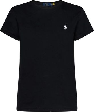Polo Ralph Lauren Zwart katoenen T-shirt van Clic met Pony-borduursel - Dames - T-shirts - Zwart - XS - Katoen - Tops