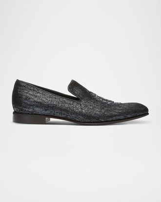 Donald J Pliner Men & apos;s Spencer Distressed Metallic Skull Loafers