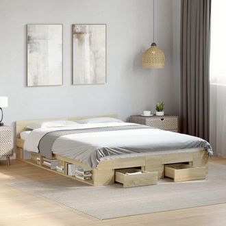 vidaXL Cama Con Cajones Madera Ingenier&iacute;a Roble Sonoma 120x200 Cm Vidaxl