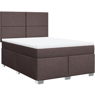 vidaXL Vidaxl - Cama Box Spring Con Colch&oacute;n Tela Marr&oacute;n Oscuro 160x200 Cm