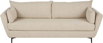 Maisons du monde Sof&aacute; cama de 3 plazas de tela de rizo beige, colch&oacute;n de 10 cm