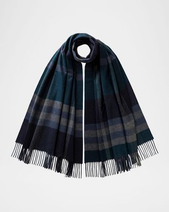 Johnstons of Elgin Modern Check Cashmere Scarf