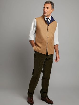 Oliver Brown Reversible Gilet - Navy & Camel Loden