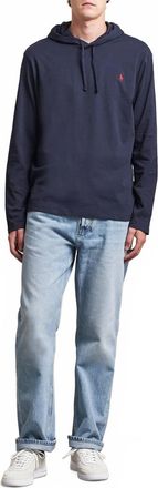 Ralph Lauren Jersey T-Shirt Hoodie In Blue Heather