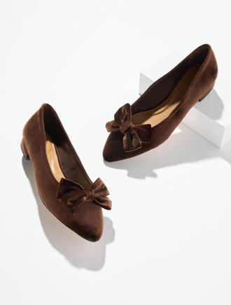 Talbots Edison Velvet Bow Flats - Dark Chocolate - 10 1/2 M Talbots
