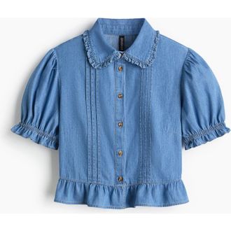 H&M Denim Blouse in Light Denim Blue at Nordstrom, Size X-Small