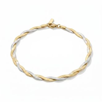 Pompeii3 Amina Anklet 18k Mixed Metal 10 6mm Total Width Herringbone Chain