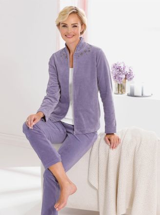 Feel Good Hausanzug FEEL GOOD, Damen, Gr. 22/23, lila (lavendel), 80% Baumwolle, 20% Polyester, Homewear-Sets Hausanzug