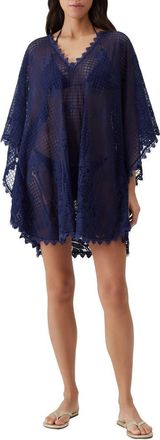Melissa Odabash Josie Open Knit Cover-Up Caftan in Navy at Nordstrom