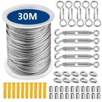 OEM Kit De Suspensi&oacute;n De Cuerda De Acero Inoxidable 304, Cuerda De Acero Inoxidable Recubierta De Nailon, Tensor De Cuerda De Acero Y Pvc Para Cuerda De T