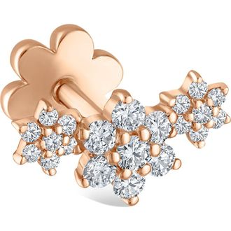 Maria Tash Diamond Flower Threaded Helix Stud Earring in Rose Gold at Nordstrom