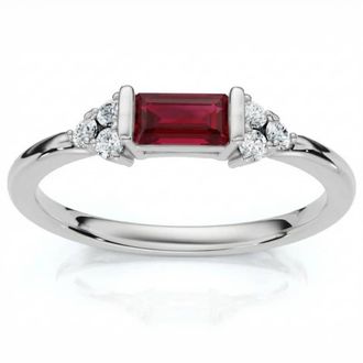 Pompeii3 1/3Ct Thin Ruby Diamond Stackable Wedding Ring 14k Gold Lab Grown