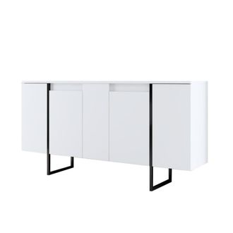 Calicosy Aparador 4 puertas con estantes L160 cm - Blanco y negro