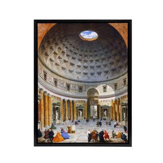 Artery8 Panini Interior Of The Pantheon Rome Framed Canvas Wall Art Print | Size: W24 x H32