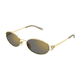 Gucci Ovale Zonnebril - Dames - Accessoires - Geel - Maat: 55 MM