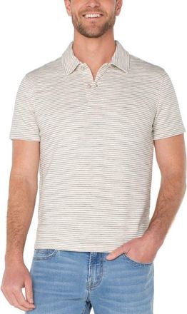 Liverpool Stripe Polo in Cream/Grey Stripe at Nordstrom, Size Xx-Large