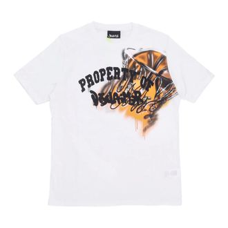 Disclaimer T-Shirts, male, White, Size: XL White Cotton Tee with Front Print