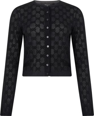 Gucci Truien & Vesten, Dames, Zwart, S, Fijne cr&ecirc;pe viscose cardigan