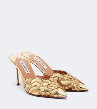 Aquazzura Mules Ce Soir de piel adornados