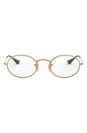 Ray-Ban Unisex 48mm Oval Optical Glasses in Gold at Nordstrom