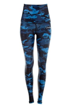 Winshape Leggings WINSHAPE HWL102-Military, Damen, Gr. S, Normalgr&ouml;ssen, blau (camo blau), 80% Polyester, 20% Elasthan, Hosen Leggings, Core-Stability-Bund mit