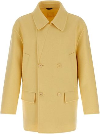 Fendi Wollen Caban Jas - Heren - Mantel - Geel - M - Wol - Jassen