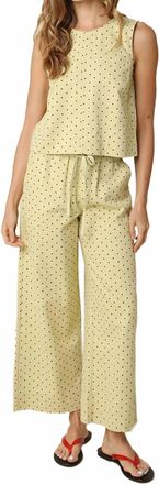 Olivaceous Womens Sleeveless Tank And Wide-Leg Pants Lounge Set In Yellow