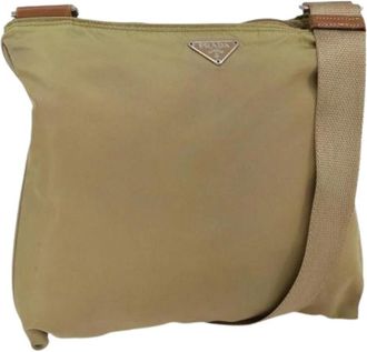 Prada Pre-owned Cross Body Bags, female, Beige, Size: ONE SIZE Pre-owned Nylon Cross Body Bag