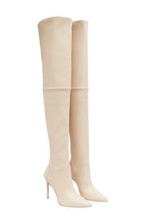 Stuart Weitzman Ultrastuart 100 Stretch Pointed Toe Over the Knee Boot in Dune at Nordstrom Rack, Size 9.5