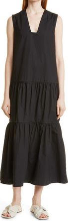By Malene Birger Piatinne Tiered Organic Cotton Shift Dress in Black at Nordstrom Rack, Size 10 Us / 40 Eu