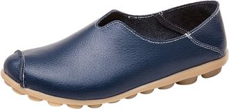 Generic Loafers Shoes for Women,Orthopedic Shoes for Women,Ladies Casual Slip-On Leather Loafer Comfort Low Top Leather Lightweight Round Toe Business Work Lo