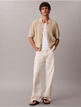Calvin Klein Jeans Calvin Klein Mens Baggy Linen Blend Jeans - Neutral - 31W x 30L
