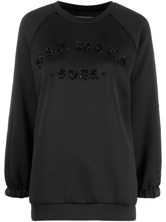 Max Mara logo-embellished long-sleeved sweater - women - Cotton/Polyester/Polyamide - S - Black