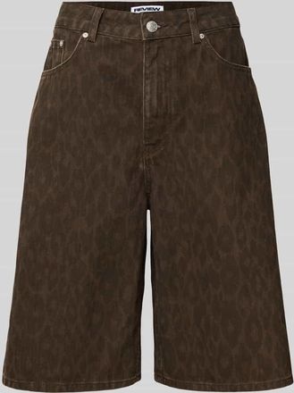 Review Leo-Print Baggy Jeans Shorts - Jorts in Dunkelbraun, Größe XS