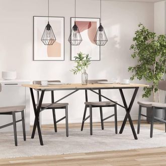 Berkfield Home Durable Dining Table Legs X-Frame 140x60x73 cm Steel in Black | Size: 140 x 60 x 73 cm