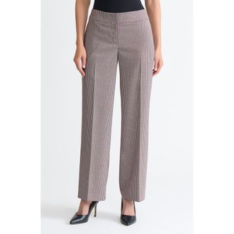 Kasper Houndstooth Wide Leg Pants in Black/Fire Red Multi at Nordstrom, Size 12